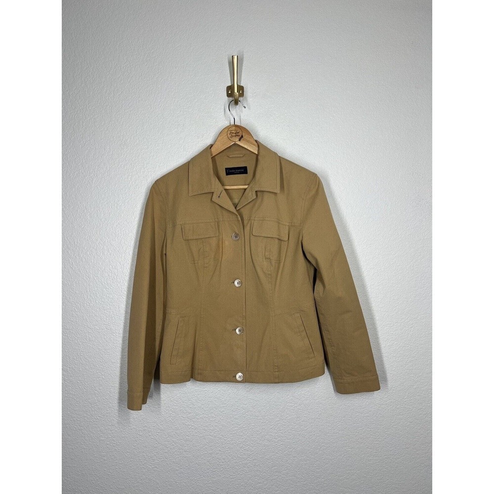 Piazza Sempione Stretch Utility Blazer Jacket Small S Khaki